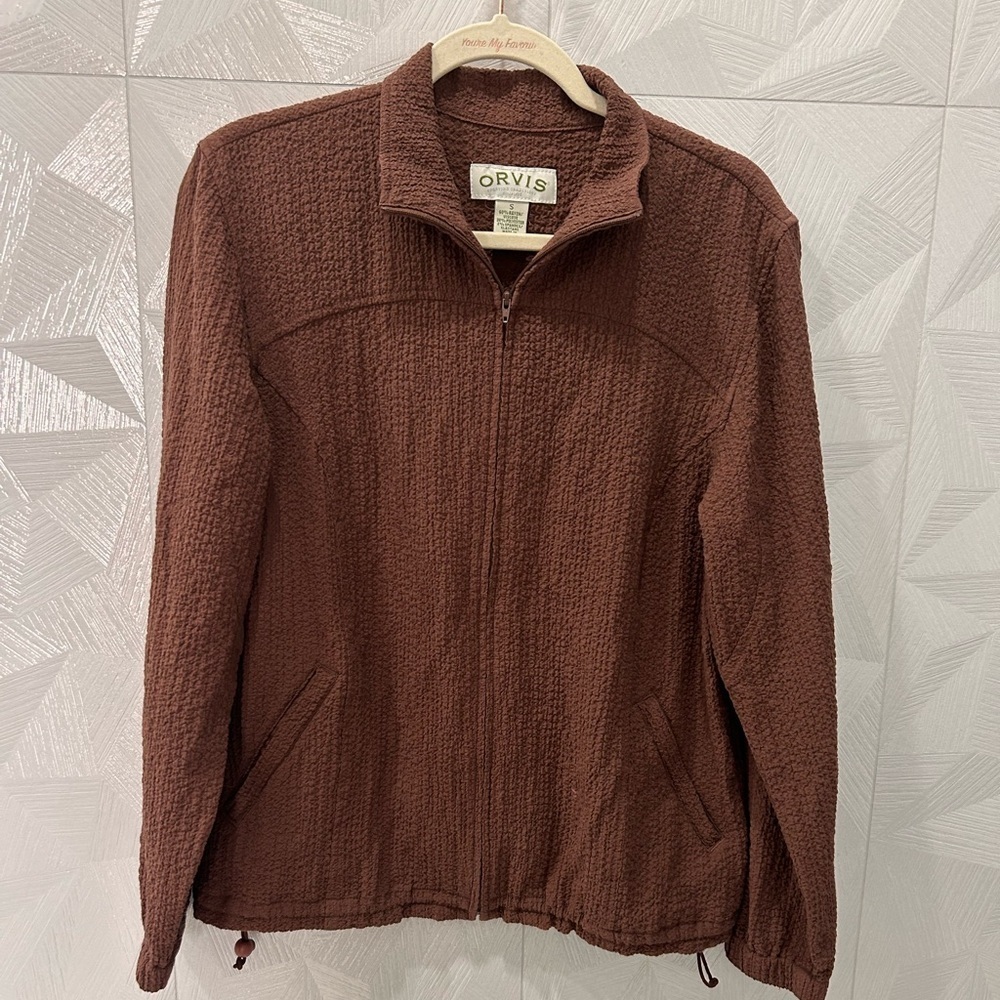 Orvis Womens Brown Zip Up Jacket Size Small Excellent Condition Vintage